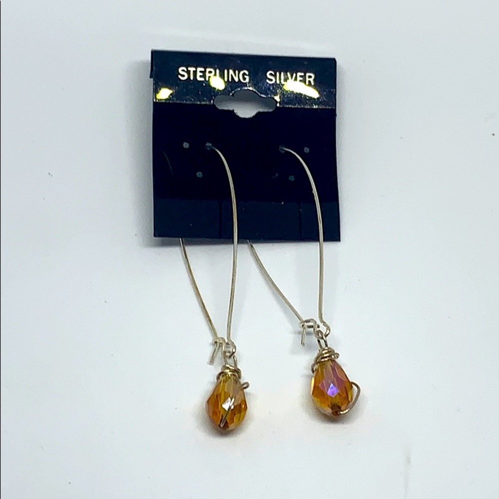 SS earwire & copper w/crystals